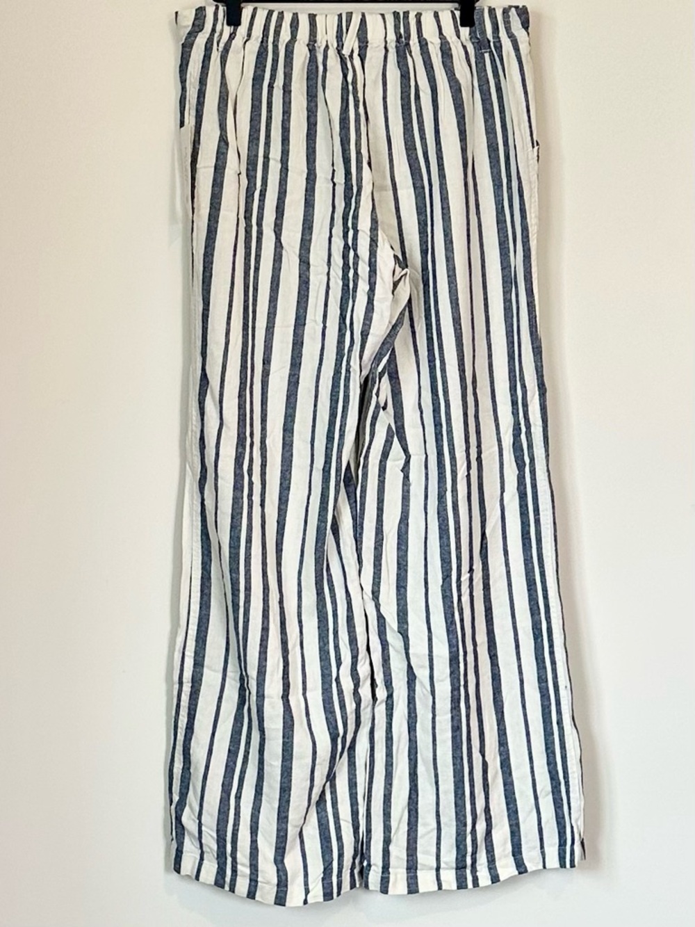 NWT Just Living Blue and White Vertical-Stripe Wide-Leg Linen Blend Pants - Med - Picture 9 of 10